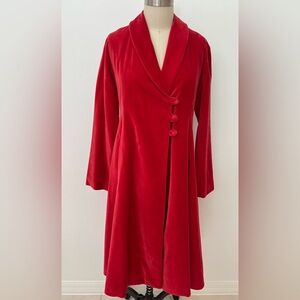 Antoine et Lili ‘Dulce’ Vintage Style Coat Cherry Red Cotton Velvet 2/M
